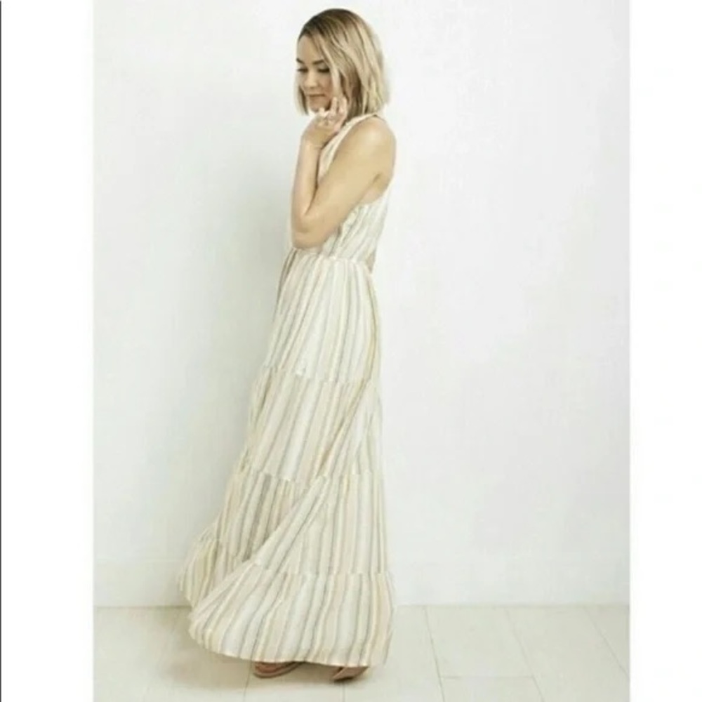 XXL Lauren Conrad Striped Tiered Maxi Dress Boho Country Pioneer Fully Lined 2X